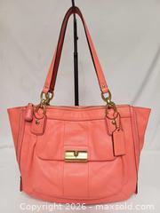 MaxSold Auction: Coach Kristin Coral Leather Expandable Satchel Shoulder Handbag 18298 - Toronto (Ontario, Canada) PARTNER MANAGED Reseller Online Auction - Queen Street Wt.