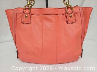 MaxSold Auction: Coach Kristin Coral Leather Expandable Satchel Shoulder Handbag 18298 - Toronto (Ontario, Canada) PARTNER MANAGED Reseller Online Auction - Queen Street Wt.