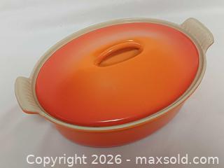 MaxSold Auction: Vintage Le Creuset Orange Enameled Cast Iron Oval Dutch Oven #26 - Toronto (Ontario, Canada) PARTNER MANAGED Reseller Online Auction - Queen Street Wt.