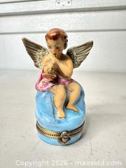 MaxSold Auction: Hand-Painted Limoges Porcelain Angel Trinket Box, Small - San Jose (California, USA) SELLER MANAGED Downsizing Online Auction - East Humboldt Street