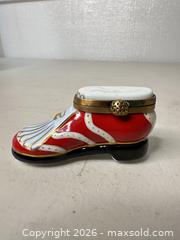 MaxSold Auction: Limoges Porcelain Trinket Box (Shoe) - San Jose (California, USA) SELLER MANAGED Downsizing Online Auction - East Humboldt Street
