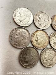 MaxSold Auction: Lot of 9 Silver US Dimes - Roosevelt & Mercury - San Jose (California, USA) SELLER MANAGED Downsizing Online Auction - East Humboldt Street