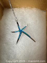 MaxSold Auction: Sterling Silver Nautical Blue Opal Necklace with Pendant & Chain - San Jose (California, USA) SELLER MANAGED Downsizing Online Auction - East Humboldt Street
