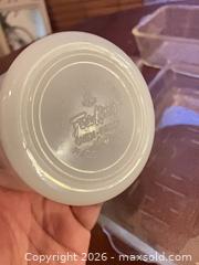 MaxSold Auction: Fire-King Bakeware: Milk Glass Mug & Bowls with Clear Loaf Pans - Coquitlam (British Columbia, Canada) SELLER MANAGED Reseller Online Auction - Robson Drive