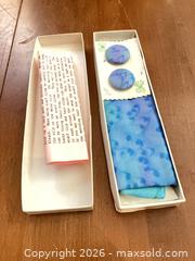 MaxSold Auction: Handmade Silk Scarf Set, Blue & Turquoise Hand-dyed Watercolor - Coquitlam (British Columbia, Canada) SELLER MANAGED Reseller Online Auction - Robson Drive