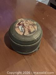 MaxSold Auction: Small Gray Metal Victorian Music Box with Original Winding Key - Coquitlam (British Columbia, Canada) SELLER MANAGED Reseller Online Auction - Robson Drive