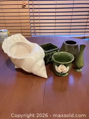 MaxSold Auction: Vintage Ceramic Planters/Vases/Decorative Bowl, Green & White, 4–6 pcs - Coquitlam (British Columbia, Canada) SELLER MANAGED Reseller Online Auction - Robson Drive