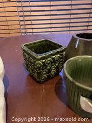 MaxSold Auction: Vintage Ceramic Planters/Vases/Decorative Bowl, Green & White, 4–6 pcs - Coquitlam (British Columbia, Canada) SELLER MANAGED Reseller Online Auction - Robson Drive