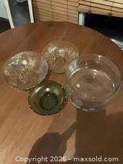 MaxSold Auction: Vintage Clear & Green Pressed Glass Bowls Set, Marked - Coquitlam (British Columbia, Canada) SELLER MANAGED Reseller Online Auction - Robson Drive