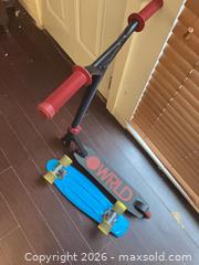 MaxSold Auction: WRLD Stunt Scooter and Unbranded Plastic Cruiser Skateboard - Coquitlam (British Columbia, Canada) SELLER MANAGED Reseller Online Auction - Robson Drive