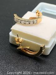 MaxSold Auction: CLASSIC vintage ! (3.5gr 14K)YELLOW GOLD NATURAL REAL DIAMONDS HOOP EARRINGS  - Toronto (Ontario, Canada) PARTNER MANAGED Downsizing Online Auction - Queen Street E