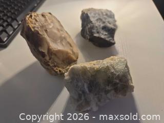 MaxSold Auction: Rock & Mineral Specimen Lot of 3, Hand-Sized Pieces - Langford (British Columbia, Canada) SELLER MANAGED Downsizing Online Auction - Atkins Avenue