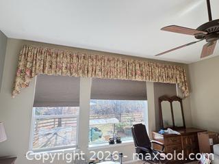 MaxSold Auction: Custom Gathered Pleated Floral Cotton-Blend Valance, Lined, 16 ft - Erie (Colorado, USA) SELLER MANAGED Moving Online Auction - Madison Drive