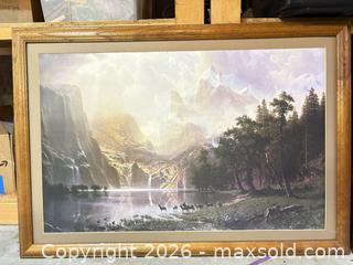 MaxSold Auction: Lot of 2 Vintage Mountain Landscape Prints in Wood Frames - Erie (Colorado, USA) SELLER MANAGED Moving Online Auction - Madison Drive