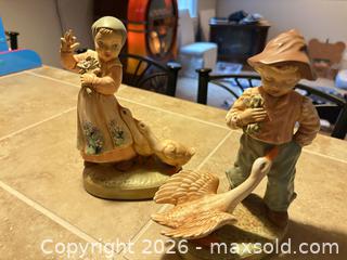 MaxSold Auction: Pair of 9" Porcelain Figurines — Geese and Children - Erie (Colorado, USA) SELLER MANAGED Moving Online Auction - Madison Drive