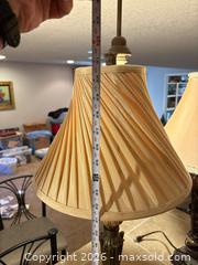 MaxSold Auction: Pair of Gold Metal & Resin Table Lamps with Fabric Shades - Erie (Colorado, USA) SELLER MANAGED Moving Online Auction - Madison Drive