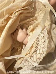 MaxSold Auction: Porcelain/Bisque hand made porcelain Doll 18-24 in with Dress & Bonnet (signed) - Erie (Colorado, USA) SELLER MANAGED Moving Online Auction - Madison Drive