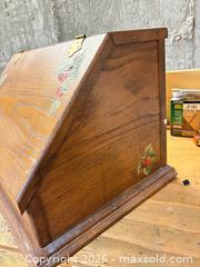 MaxSold Auction: Solid Oak Wood Box with Hinged Lid, Vintage Style - Erie (Colorado, USA) SELLER MANAGED Moving Online Auction - Madison Drive