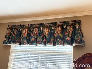 MaxSold Auction: Teal Floral Custom Long Valances (2) - Erie (Colorado, USA) SELLER MANAGED Moving Online Auction - Madison Drive