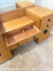 MaxSold Auction: Vintage Birdseye Maple Art Deco Vanity and Mirror - Erie (Colorado, USA) SELLER MANAGED Moving Online Auction - Madison Drive