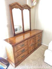 MaxSold Auction: Wood dresser with mirror - Erie (Colorado, USA) SELLER MANAGED Moving Online Auction - Madison Drive