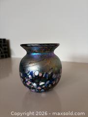 MaxSold Auction: Vintage Iridescent Blue Studio Art Glass Vase - Signed - Daly City (California, USA) SELLER MANAGED Estate Sale Online Auction - Lake Vista Avenue