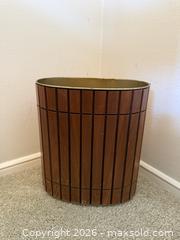 MaxSold Auction: Vintage Mid-Century MCM Beveled Walnut Slat Wastepaper Trashcan - Daly City (California, USA) SELLER MANAGED Estate Sale Online Auction - Lake Vista Avenue