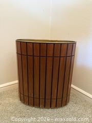 MaxSold Auction: Vintage Mid-Century MCM Beveled Walnut Slat Wastepaper Trashcan - Daly City (California, USA) SELLER MANAGED Estate Sale Online Auction - Lake Vista Avenue