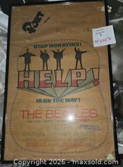 MaxSold Auction: Framed Original Vintage Theatre Posters: The Beatles - HELP! & One Mo' Time - San Fernando (California, USA) SELLER MANAGED Estate Sale Online Auction -  North Workman Street