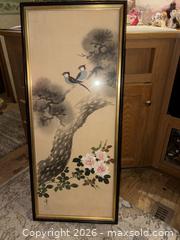 MaxSold Auction: Original Japanese Hand-Painted Birds on Silk and Canvas, Framed - Weatherford (Texas, USA) SELLER MANAGED Downsizing Online Auction - Horseshoe Bend Trail