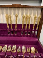 MaxSold Auction: gold-plated flatware manufactured in Japan by Nextheraft - North Vancouver (British Columbia, Canada) SELLER MANAGED Downsizing Online Auction - Crown (STORAGE)