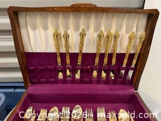 MaxSold Auction: gold-plated flatware manufactured in Japan by Nextheraft - North Vancouver (British Columbia, Canada) SELLER MANAGED Downsizing Online Auction - Crown (STORAGE)