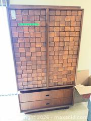 MaxSold Auction: Mid-Century Modern Style Wood Armoire/Dresser, 40" W x 21” D x 70" H - Saanich (British Columbia, Canada) PARTNER MANAGED Moving Online Auction - Agnew Street