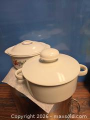 MaxSold Auction: 1.5 qt White Covered Casserole Dish with Fruit Floral Pattern - Calgary (Alberta, Canada) SELLER MANAGED Estate Sale Online Auction - 59 Avenue South East