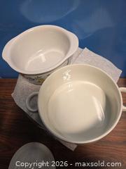 MaxSold Auction: 1.5 qt White Covered Casserole Dish with Fruit Floral Pattern - Calgary (Alberta, Canada) SELLER MANAGED Estate Sale Online Auction - 59 Avenue South East