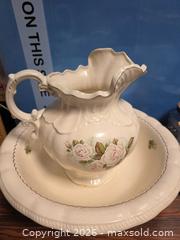 MaxSold Auction: 1970s Arnels Cream Ceramic Pitcher and Wash Basin with Gilded Rose Decoration - Calgary (Alberta, Canada) SELLER MANAGED Estate Sale Online Auction - 59 Avenue South East