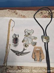 MaxSold Auction: 6-Piece Mixed Jewelry Lot: Brooch, Bolo Tie, Necklace, Earrings, Pendant - Calgary (Alberta, Canada) SELLER MANAGED Estate Sale Online Auction - 59 Avenue South East