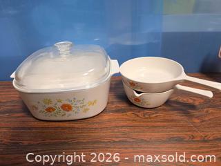 MaxSold Auction: CorningWare Covered Casserole and Handled Saucepan, Vintage Floral - Calgary (Alberta, Canada) SELLER MANAGED Estate Sale Online Auction - 59 Avenue South East