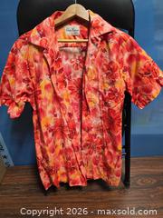 MaxSold Auction: Elsie Krassas Rayon Hawaiian Aloha Shirt, Red Orange Floral - Calgary (Alberta, Canada) SELLER MANAGED Estate Sale Online Auction - 59 Avenue South East
