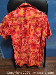 MaxSold Auction: Elsie Krassas Rayon Hawaiian Aloha Shirt, Red Orange Floral - Calgary (Alberta, Canada) SELLER MANAGED Estate Sale Online Auction - 59 Avenue South East
