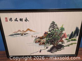 MaxSold Auction: Framed Chinese Silk Embroidery in Black Wood Frame - Calgary (Alberta, Canada) SELLER MANAGED Estate Sale Online Auction - 59 Avenue South East