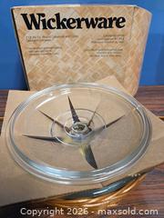 MaxSold Auction: Jeannette 2 Qt Round Glass Casserole with Lid & Wicker Basket - Calgary (Alberta, Canada) SELLER MANAGED Estate Sale Online Auction - 59 Avenue South East