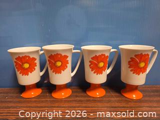 MaxSold Auction: Lot of 4 Seyei Porcelain Floral Mugs, Orange & White - Calgary (Alberta, Canada) SELLER MANAGED Estate Sale Online Auction - 59 Avenue South East