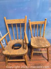 MaxSold Auction: Pair of Antique Solid Wood Children's Potty Chairs - Calgary (Alberta, Canada) SELLER MANAGED Estate Sale Online Auction - 59 Avenue South East