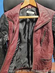 MaxSold Auction: RICKI'S M Faux Leather Moto Biker Jacket Burgundy/Black - Calgary (Alberta, Canada) SELLER MANAGED Estate Sale Online Auction - 59 Avenue South East