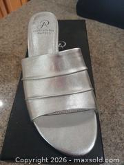 MaxSold Auction: Adrianna Papell Silver Leather Slide Mule, Size 7.5 - Las Vegas (Nevada, USA) PARTNER MANAGED Estate Sale Online Auction - Argent Star Court
