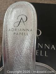 MaxSold Auction: Adrianna Papell Silver Leather Slide Mule, Size 7.5 - Las Vegas (Nevada, USA) PARTNER MANAGED Estate Sale Online Auction - Argent Star Court