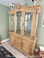 MaxSold Auction: Antique Beige Round Glass-Top Dining Set with China Cabinet - Las Vegas (Nevada, USA) PARTNER MANAGED Estate Sale Online Auction - Argent Star Court