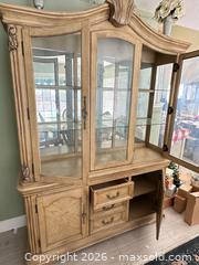 MaxSold Auction: Antique Beige Round Glass-Top Dining Set with China Cabinet - Las Vegas (Nevada, USA) PARTNER MANAGED Estate Sale Online Auction - Argent Star Court
