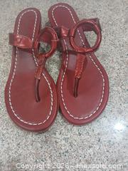 MaxSold Auction: Bernardo Red Thong Sandal, Size 7.5, Low Wedge (~1 in) - Las Vegas (Nevada, USA) PARTNER MANAGED Estate Sale Online Auction - Argent Star Court